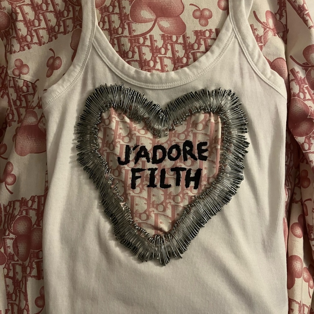 Dior “J’adore Filth” Handmade Punk Safety-Pin Tank XS - Picture 6 of 6